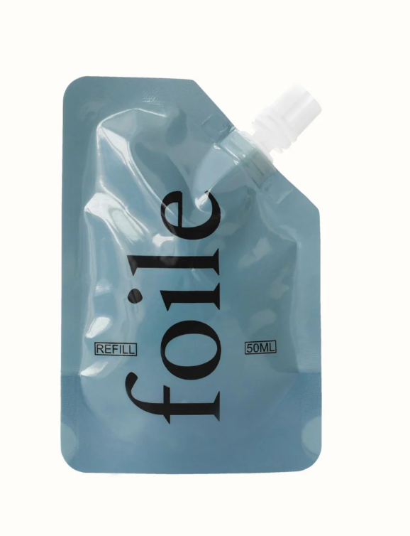 A 50ml refill pouch of 'foile' brand moisturiser, for acne prone skins
